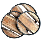Natural Wooden Art Base with MDF Ring - Set Of 3 Pieces