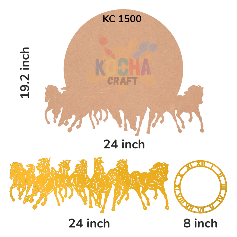 7 Horse Watch Base with Acrylic 7 Horse & Roman Ring (KC1500)