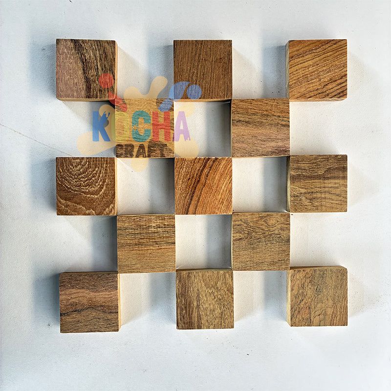 Square (Set of 6 pcs) Natural Teak Wood Shape for Resin art table