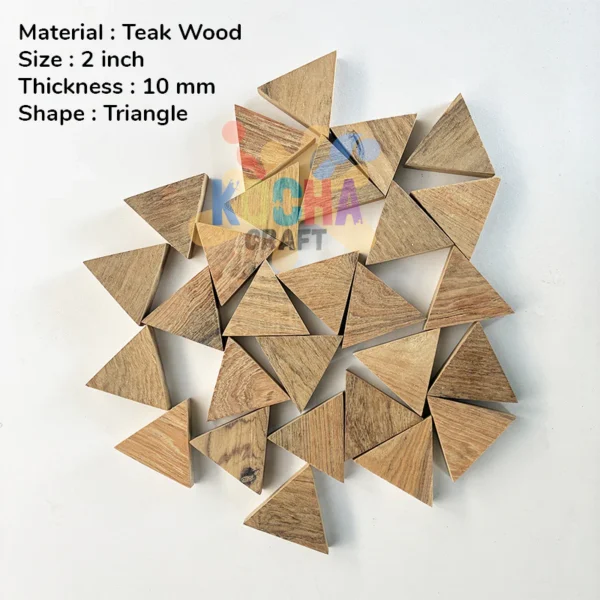 Triangle (Set of 6 pcs) Natural Teak Wood Shape for Resin art table