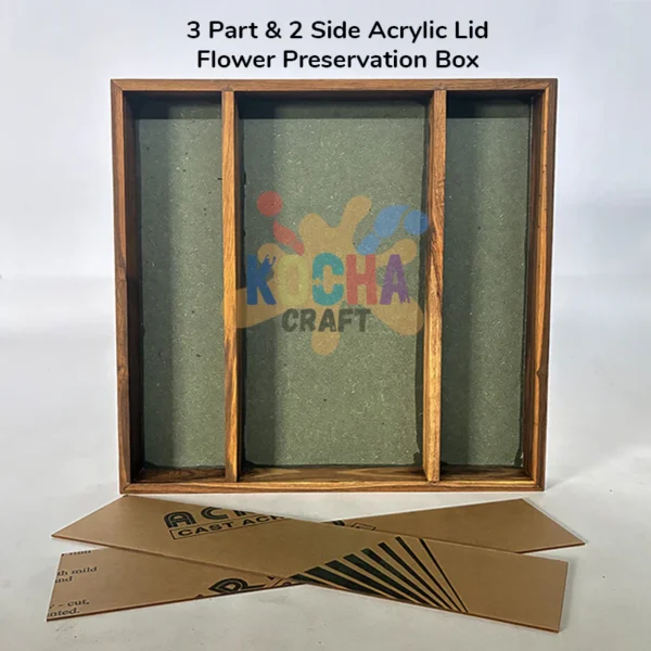 3 Part & 2 Side Acrylic Lid Flower Preservation Box