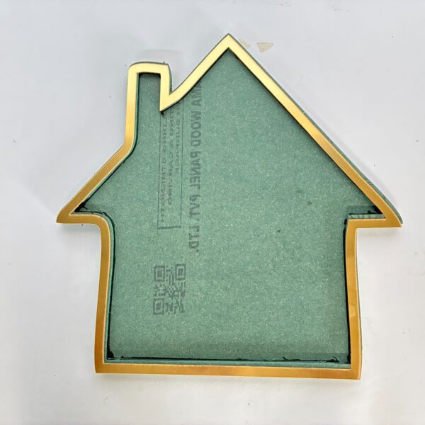 Home Shape HDF With Golden Acrylic Wall Art Base - Ideal For Resin Art And DIY Projects