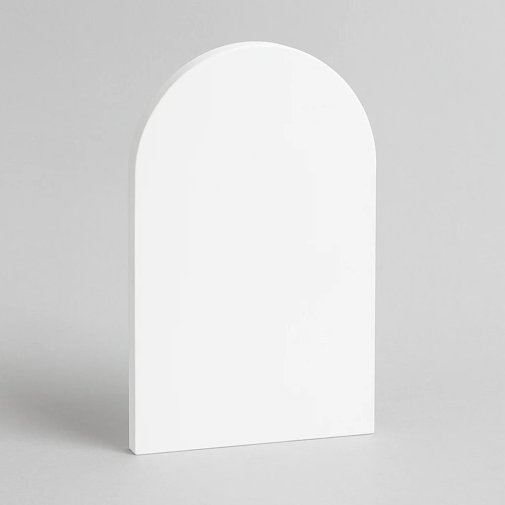 white 2 Arch MDF Plain Art Base - White & Black Acrylic Primered (Gesso) - ( Sharp Edges ) - Ideal For Resin Art and Name Plates DIY Projects - Image 1