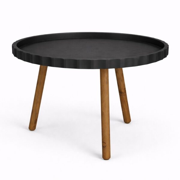 Flutted Borderd MDF Pond Coffee Table Base for Resin Art - DIY Decor - Black Primered