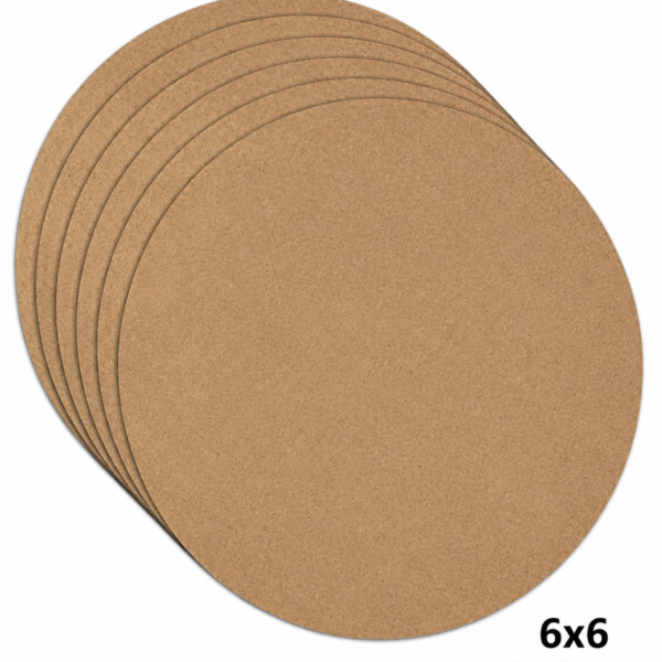 MDF - 6 Piece - 6 x 6 Inch Round MDF Boards for Art and Craft, Wood Round MDF Sheets for Craft Work, DIY MDF Cutouts - Variety in Canvas MDF Cutting