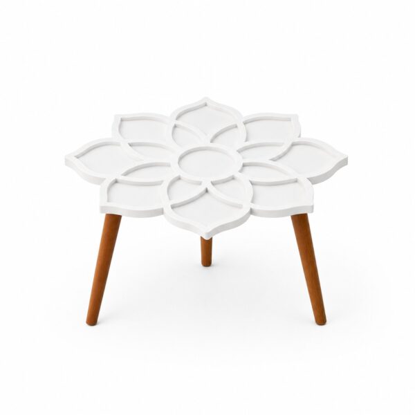 Lotus Mandala Borderd MDF Pond Coffee Table Base for Resin Art - DIY Decor - White Primered