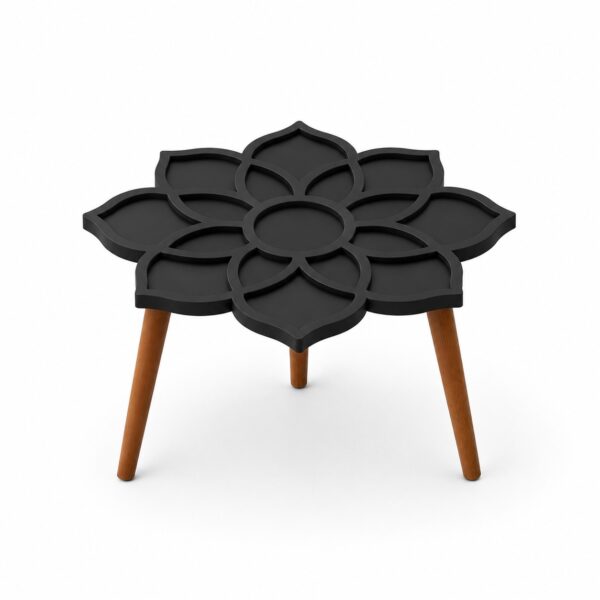 Lotus Mandala Borderd MDF Pond Coffee Table Base for Resin Art - DIY Decor - Black Primered