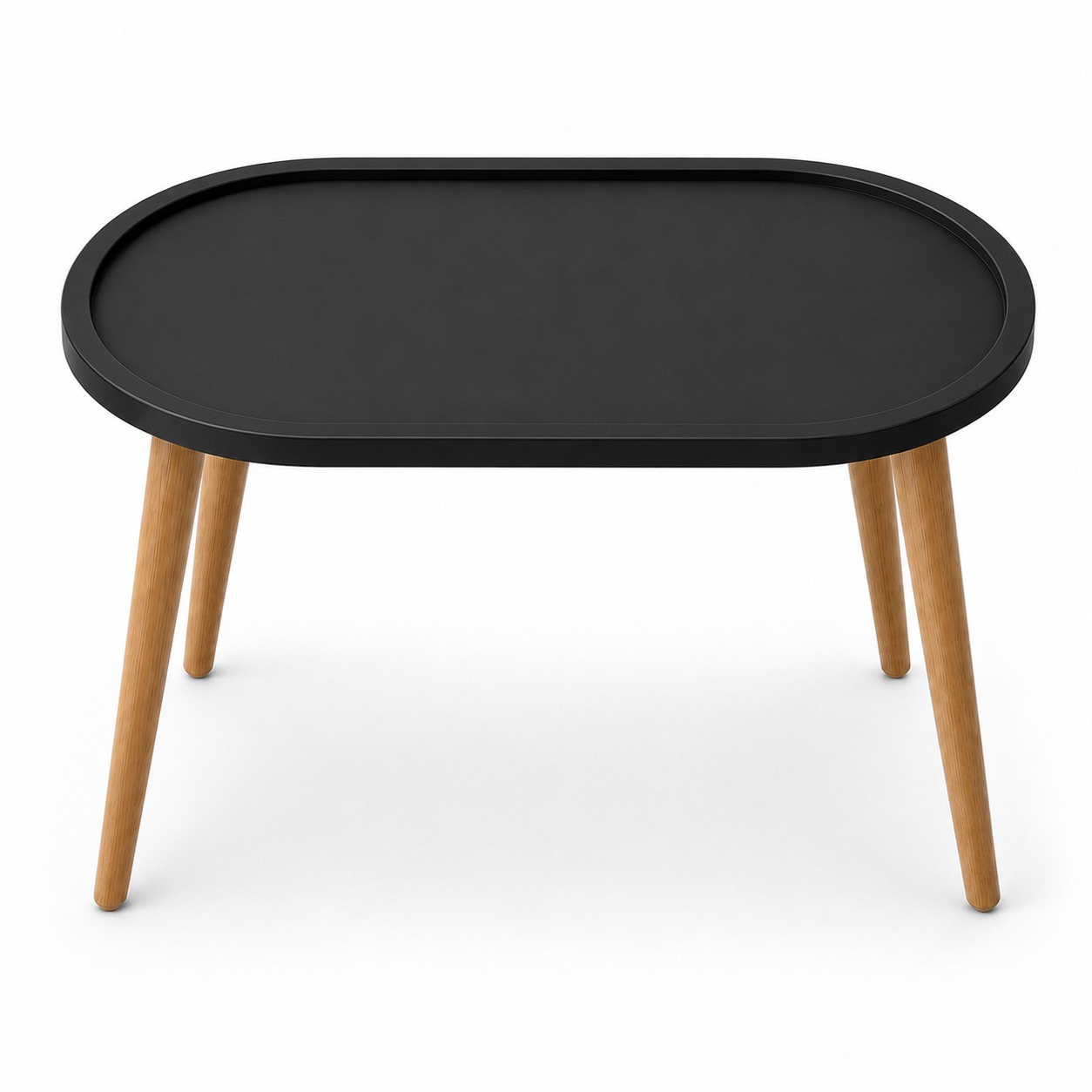 aafe6173-73cb-4cfb-b8cb-f7273dd35c15 Capsule Shaped HDF Coffee Table Base for Resin Art - Black Primered - DIY Decor - Image 1